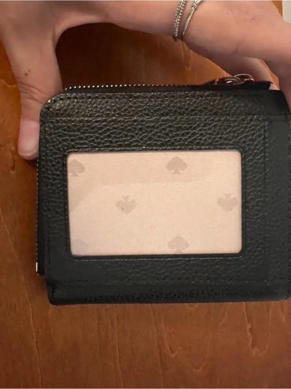 kate spade Black Pebbled Leather Zip Around Wallet